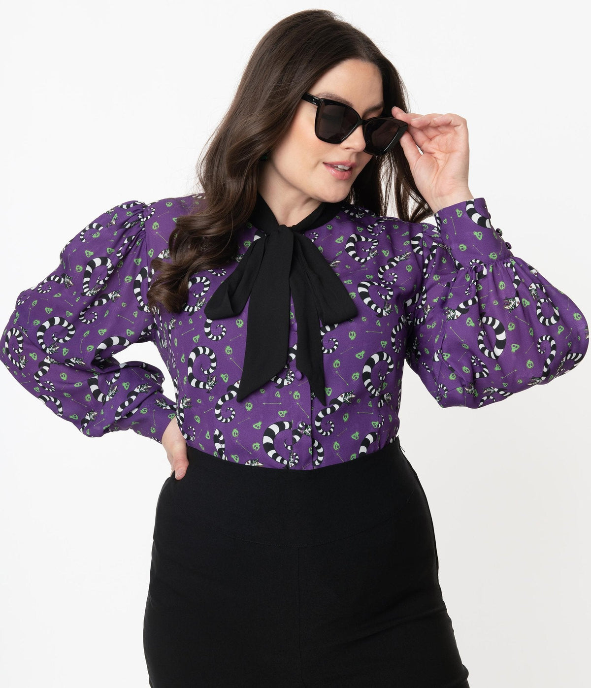 Unique Vintage X Beetlejuice Sandworm Soiree Gwen Blouse