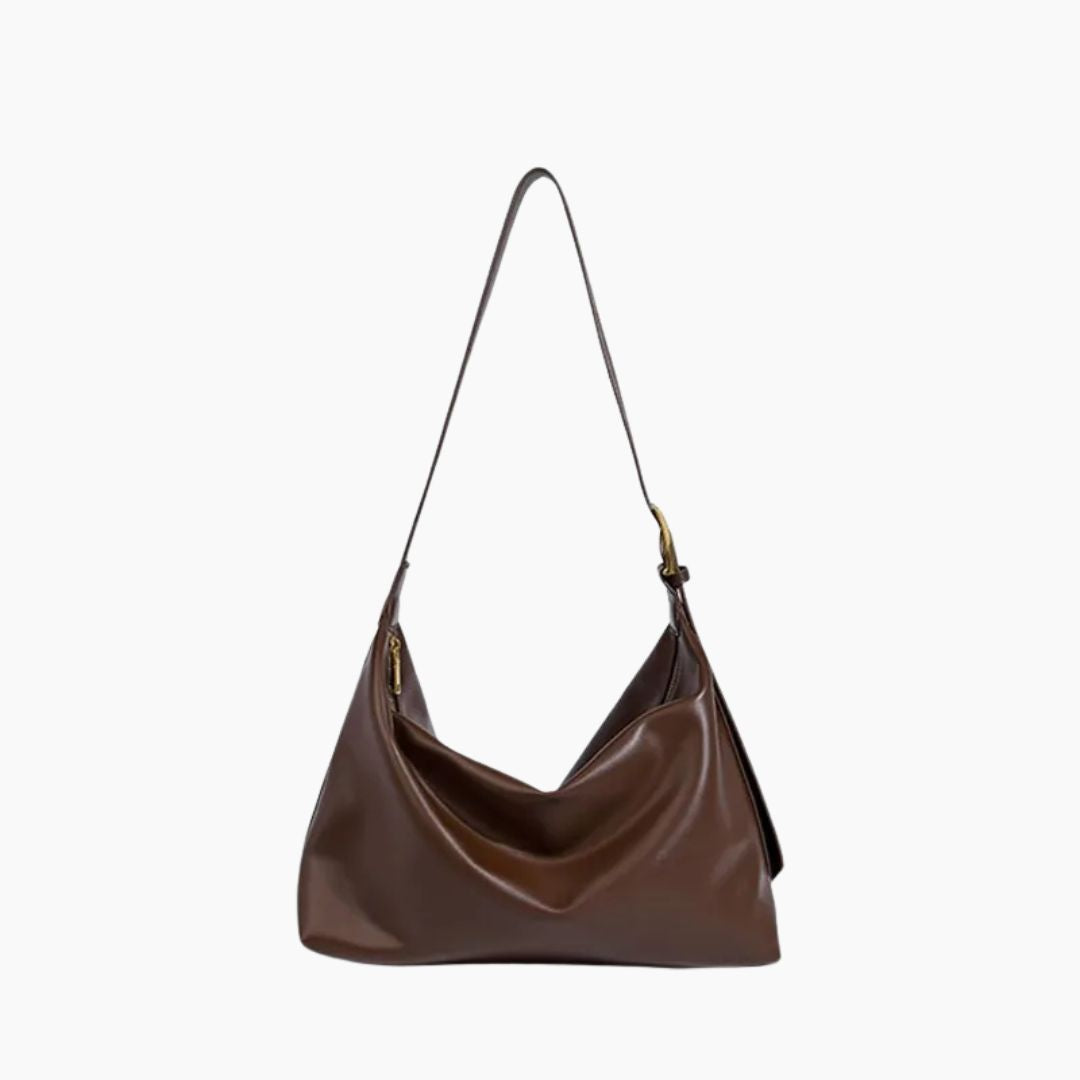 Women's Patent Vegan Leather Shoulder Bag with Curved Slouch