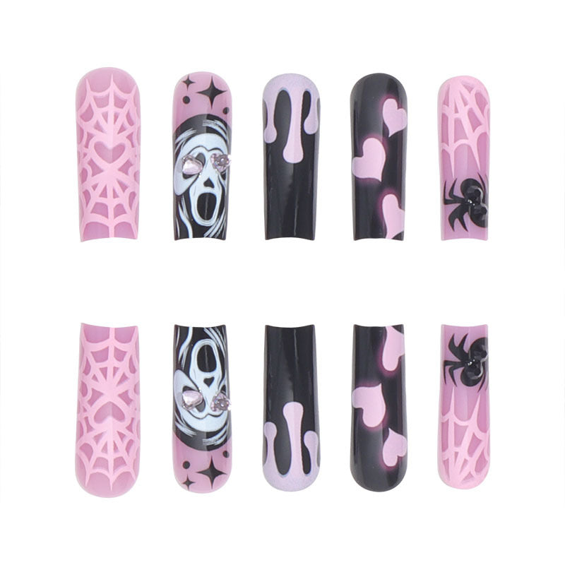 Artistic Halloween-Themed Press-On Nail Art Set Stornfield