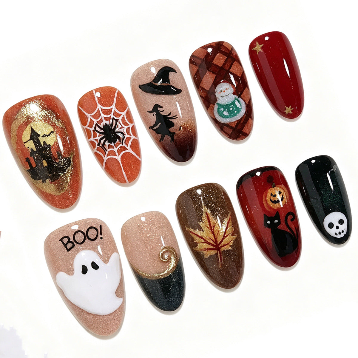 Halloween-Themed Decorative Press-On Nail Art Set Stornfield
