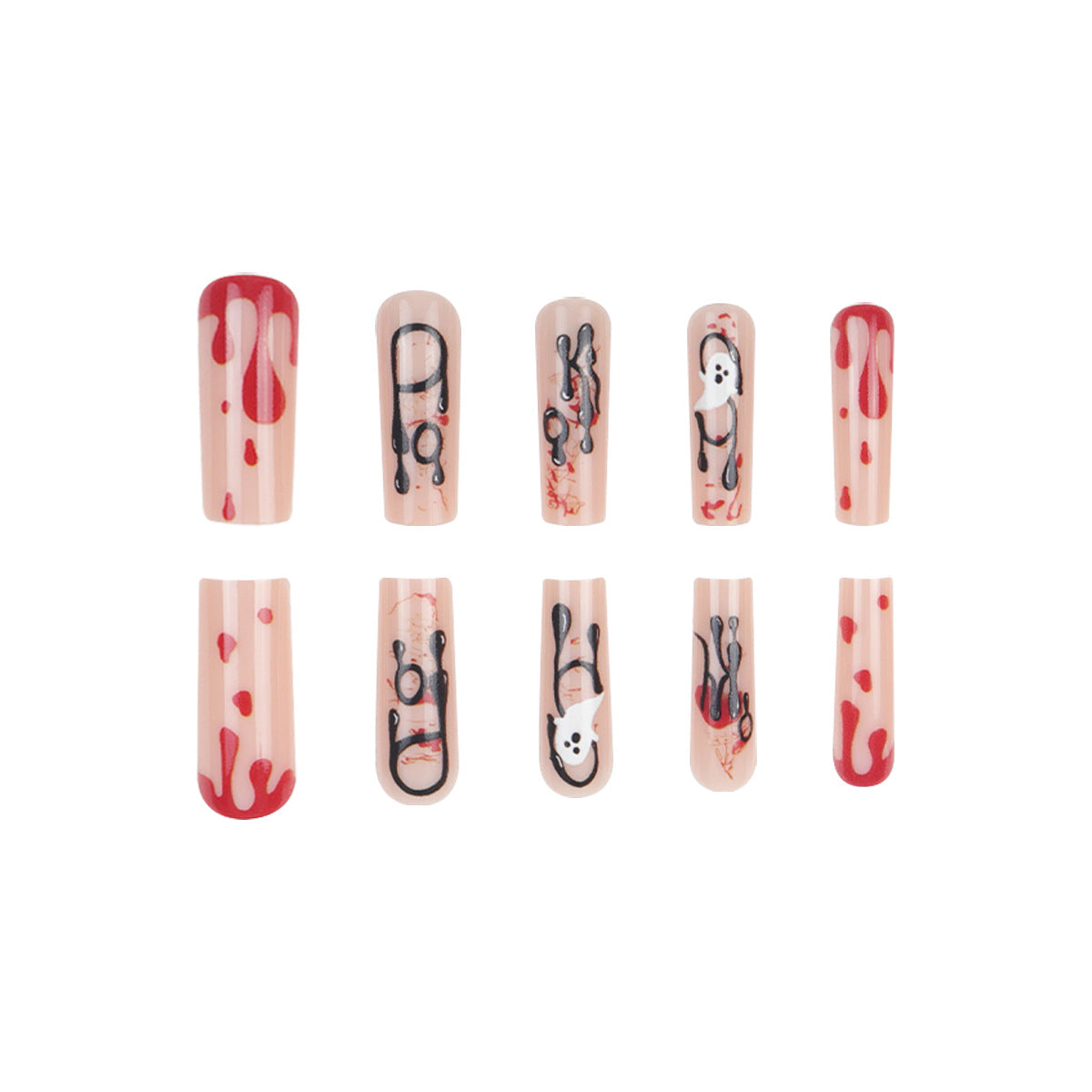 Artistic Halloween-Themed Press-On Nails Stornfield
