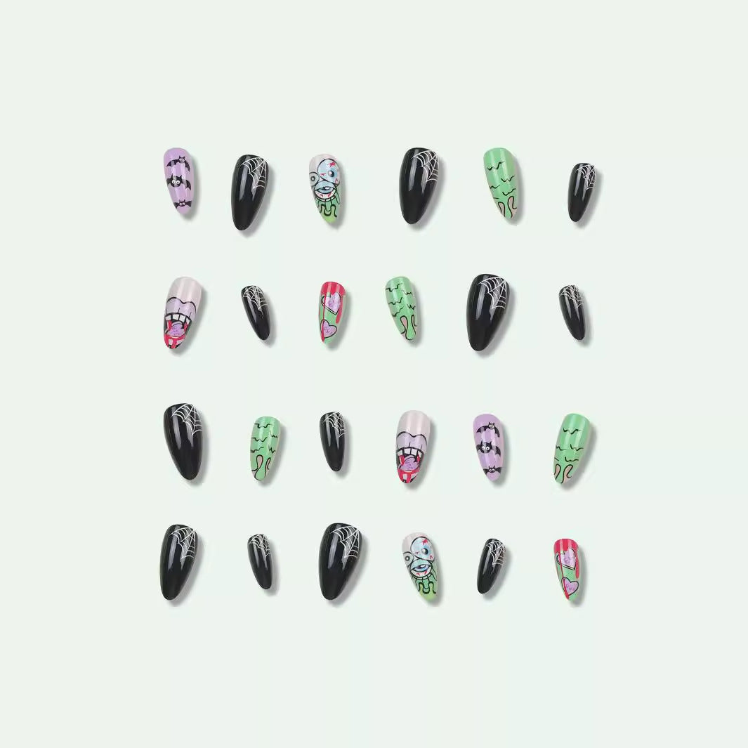Creative Halloween-Themed Stiletto Press-On Nails Stornfield