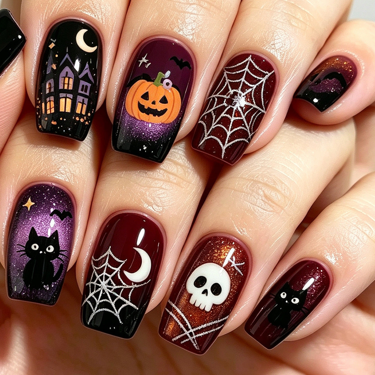 Halloween-Themed Press-On Nail Art Stornfield