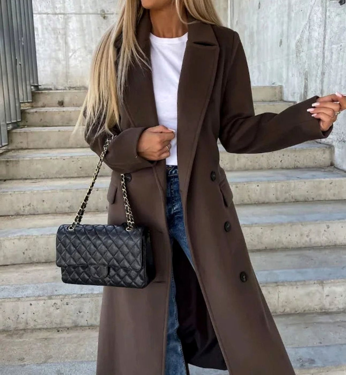 Timeless Long Double Breasted Wool Coat