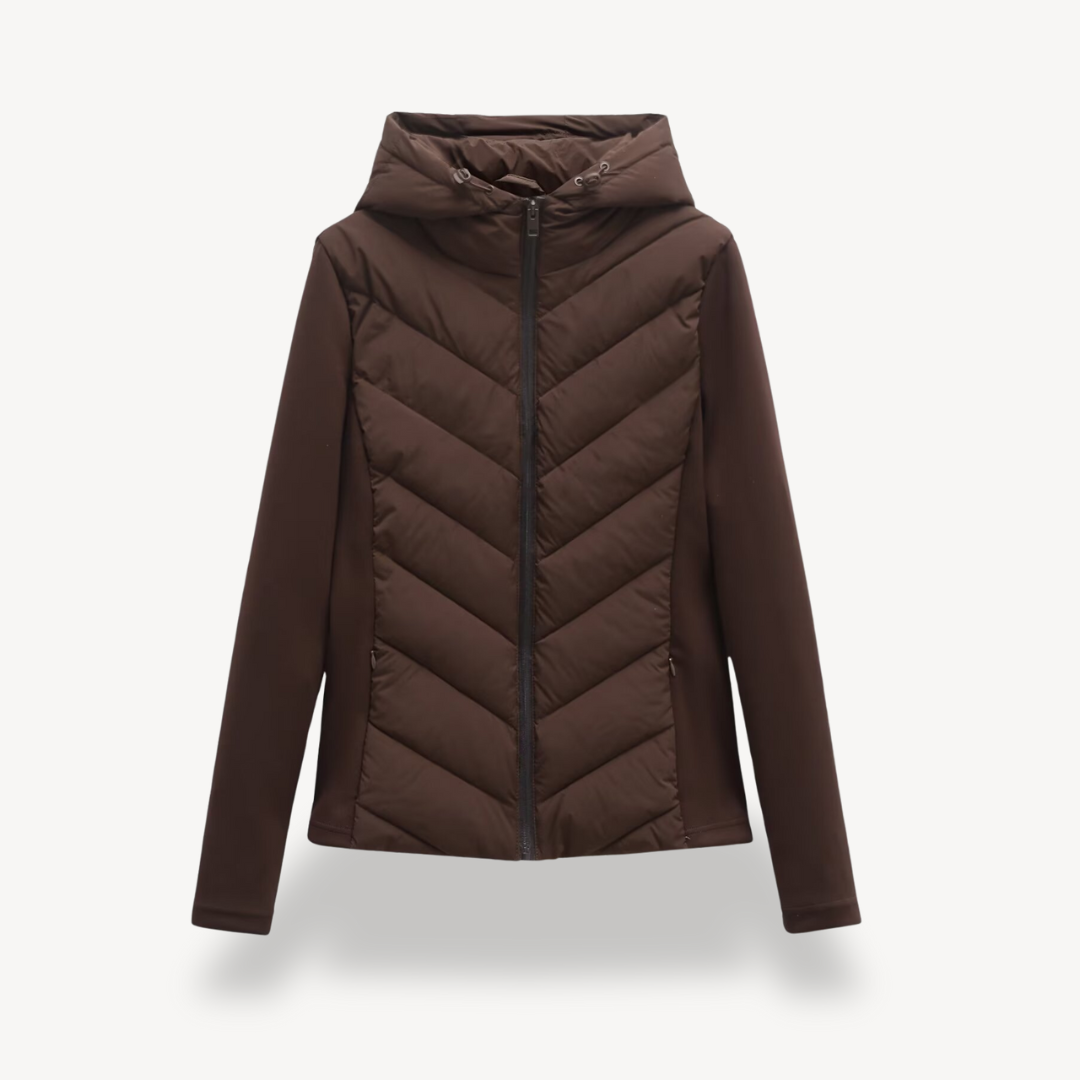 Women's Chevron Quilted Jacket with Hood
