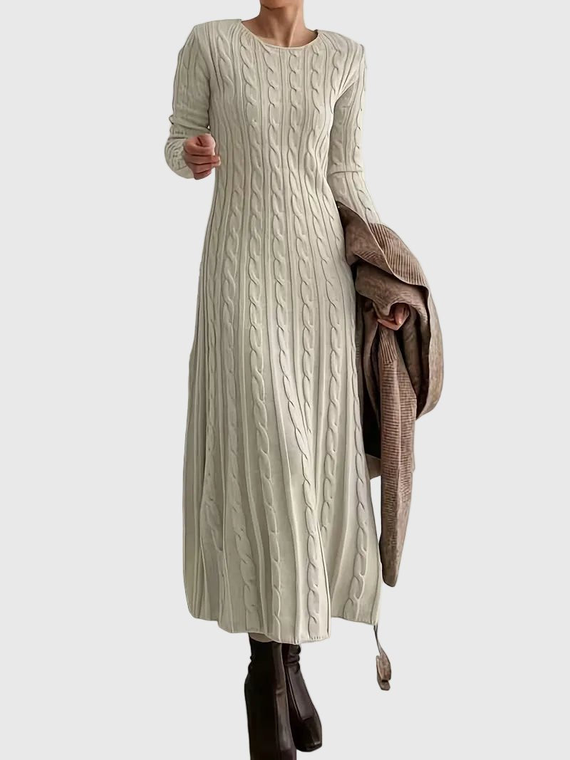 Women's Cable Knit Maxi Dress with Long Sleeves
