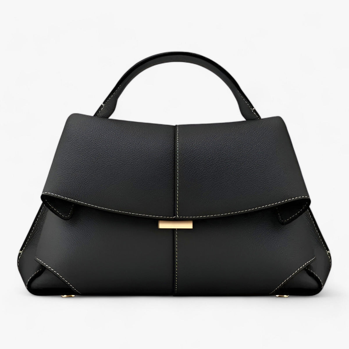 Women's Structured Leather Handbag with Top Handle
