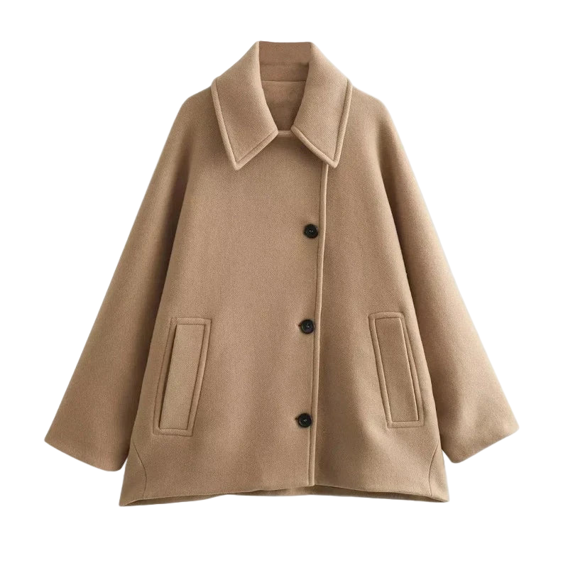 Women's Oversized Button-Front Coat with Collar
