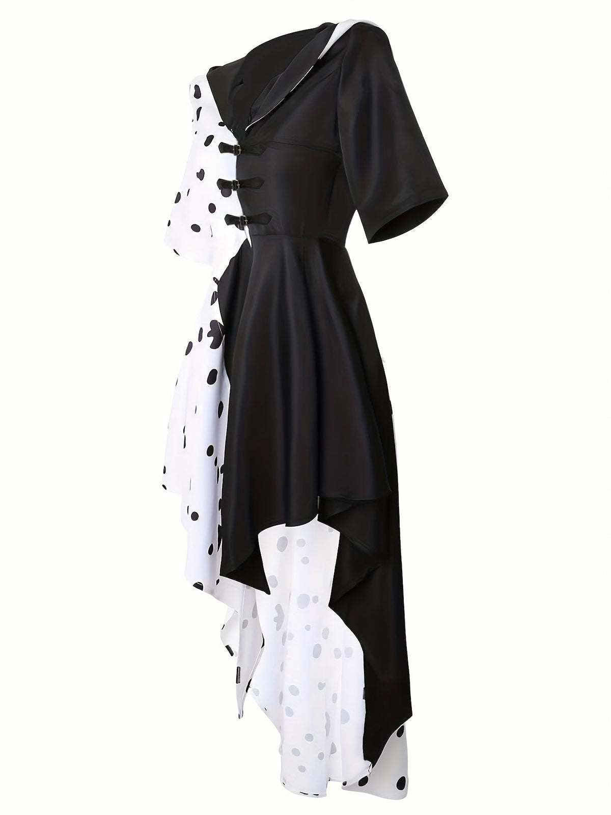 Ladies Hooded Dalmatian Halloween Movie Costume Dress | Asymmetrical High Low