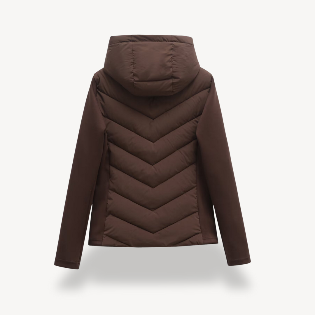 Women's Chevron Quilted Jacket with Hood
