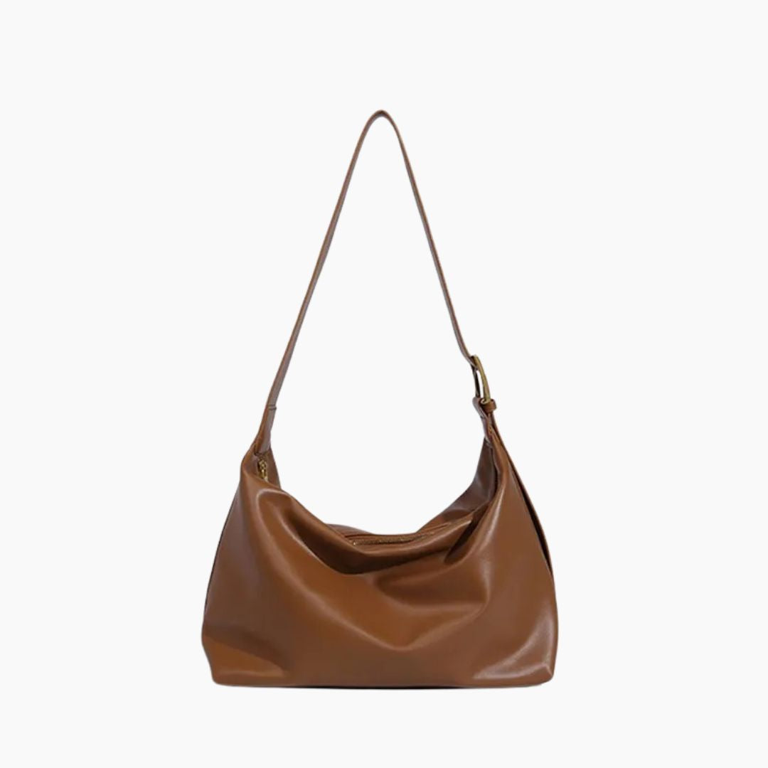 Women's Patent Vegan Leather Shoulder Bag with Curved Slouch