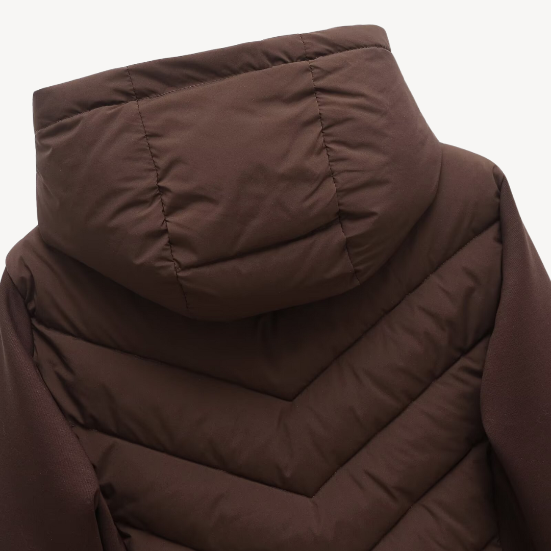 Women's Chevron Quilted Jacket with Hood