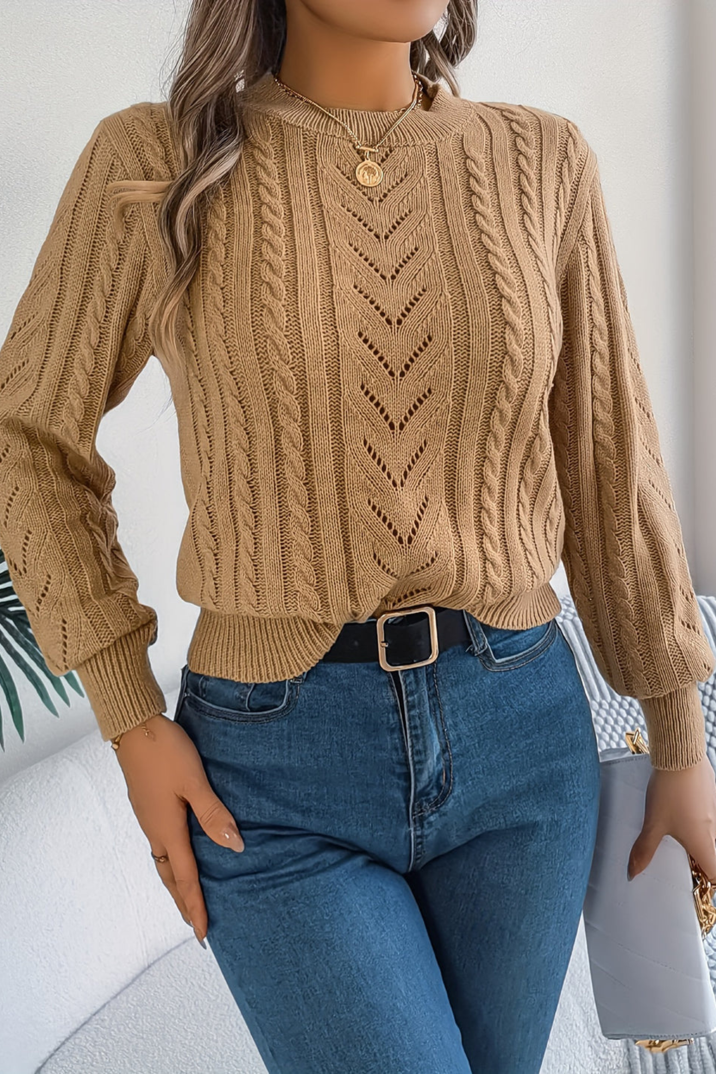 Cosy Crew Neck Cable Knit Sweater
