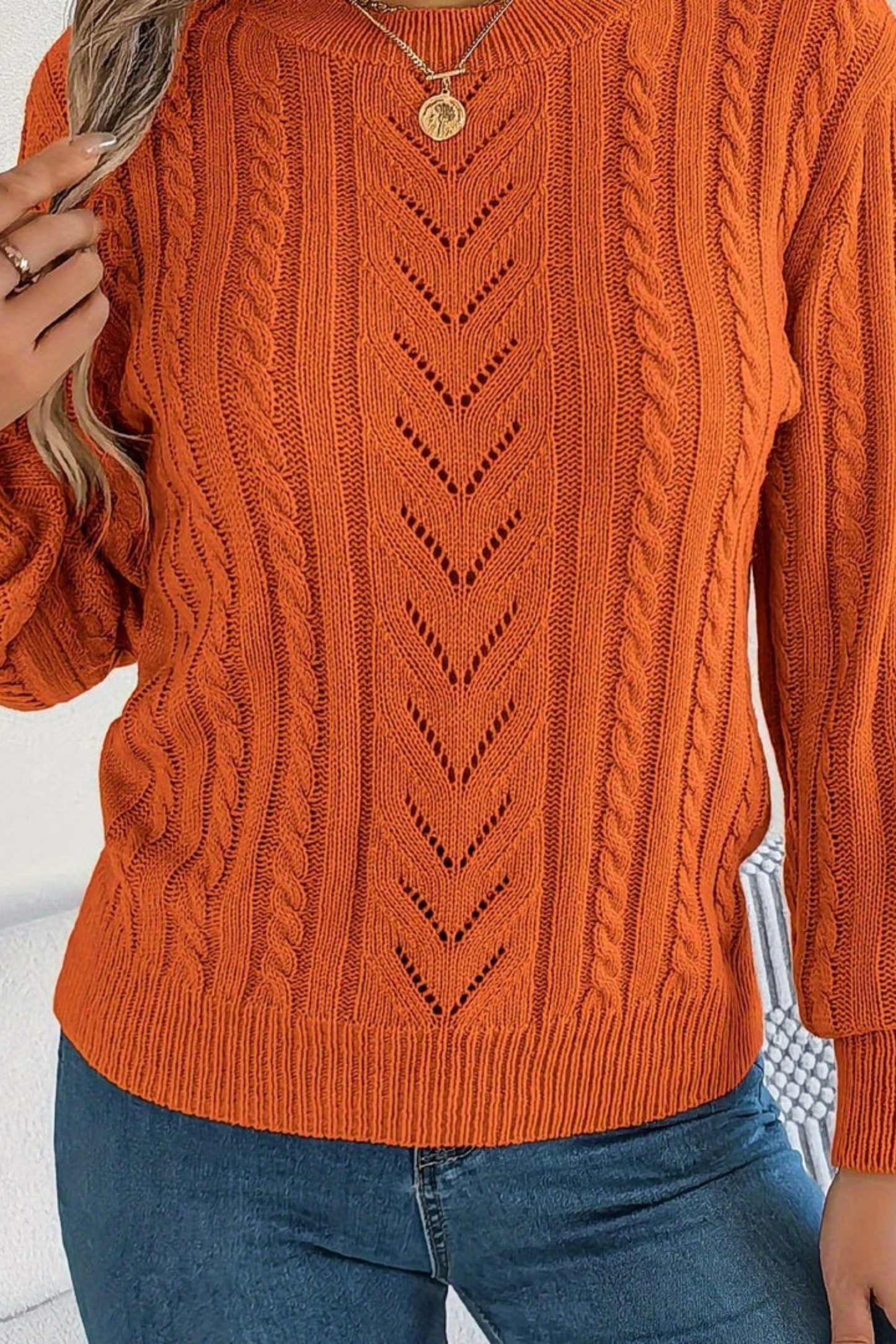 Cosy Crew Neck Cable Knit Sweater
