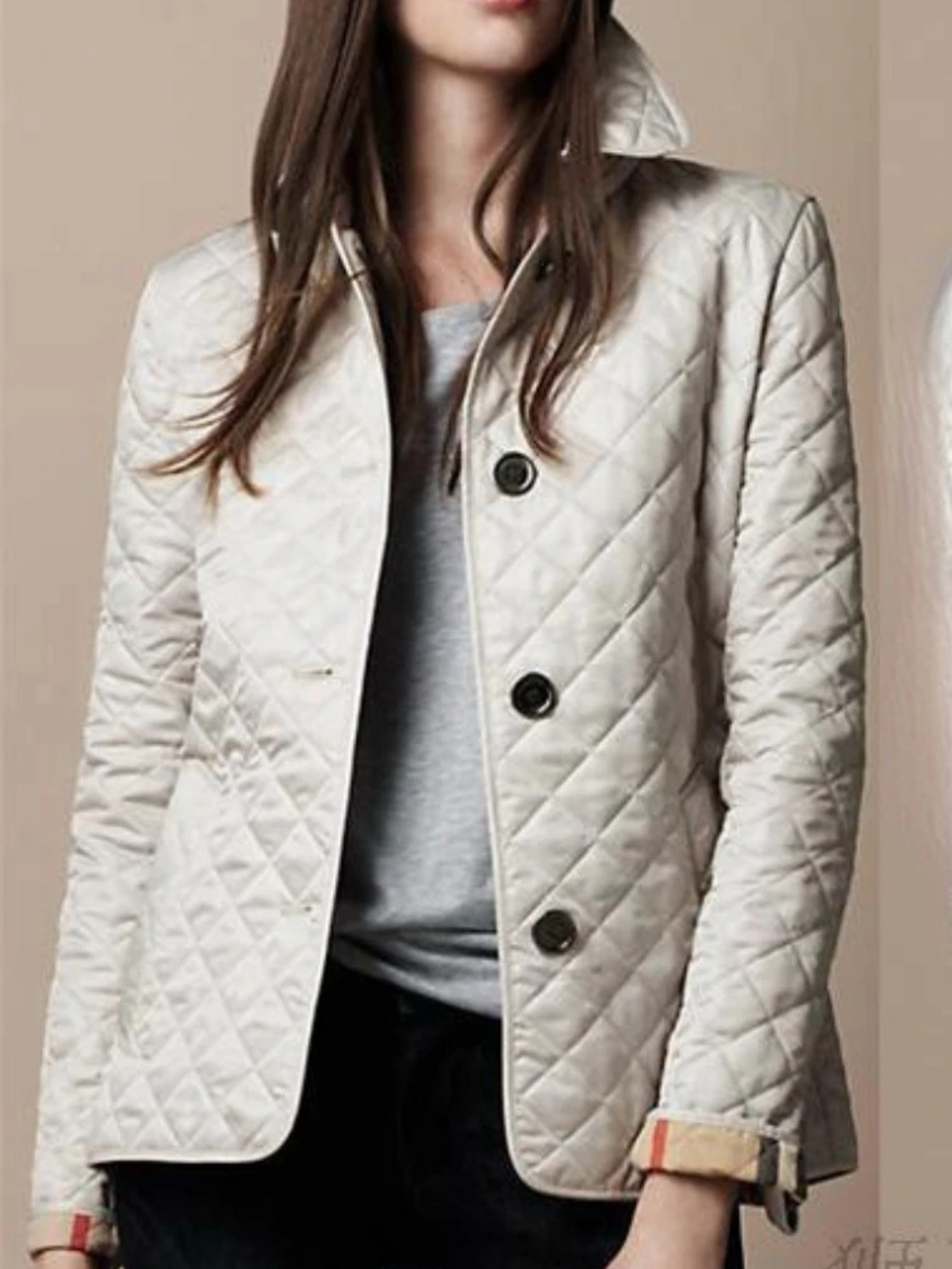 Fitted Diamond Quilted Jacket with Belted Back Detail