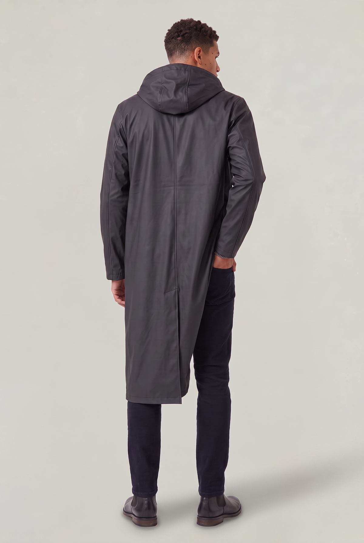 Men's Waterproof Long Hooded Raincoat