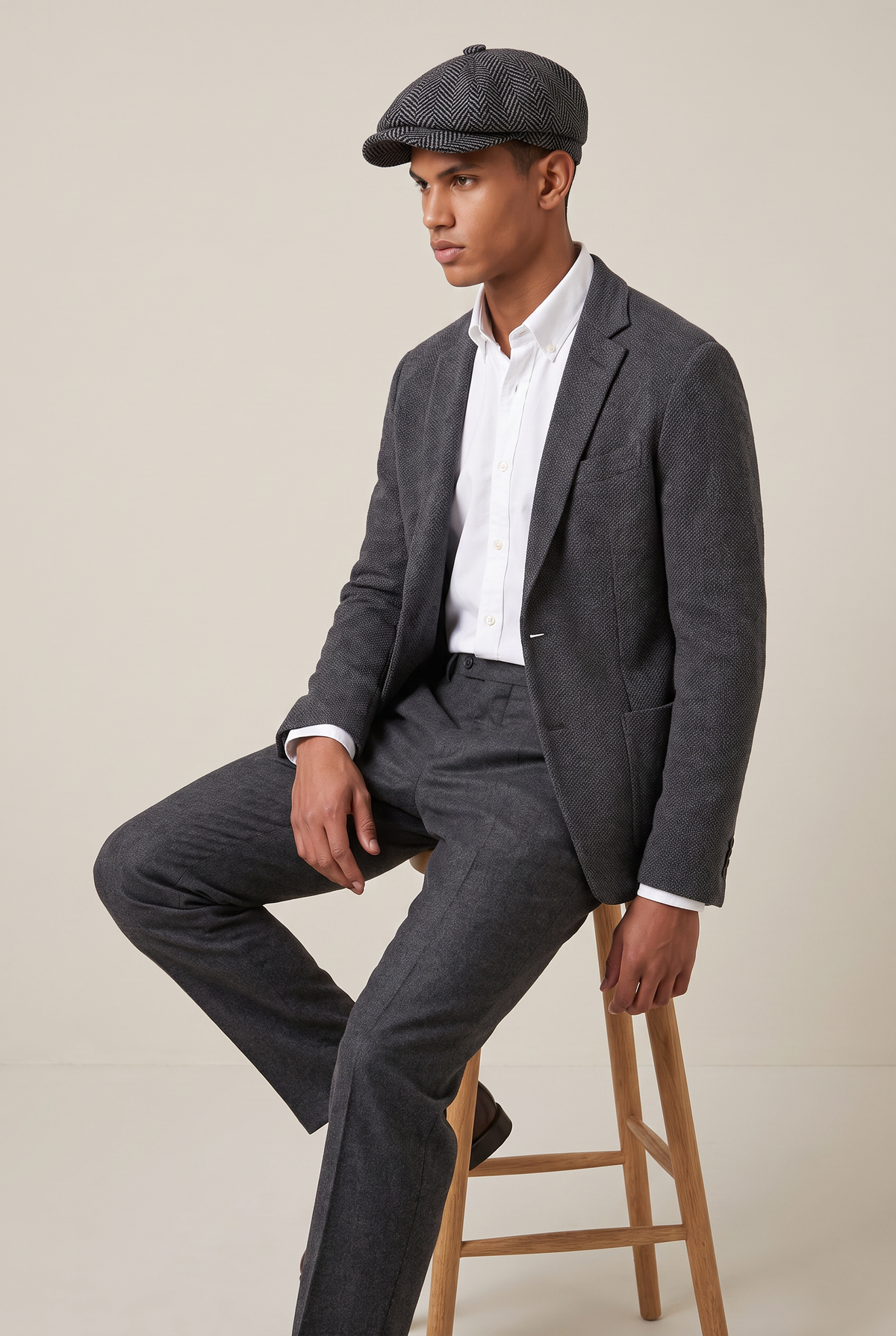 Men's Herringbone Bakersboy Flat Cap