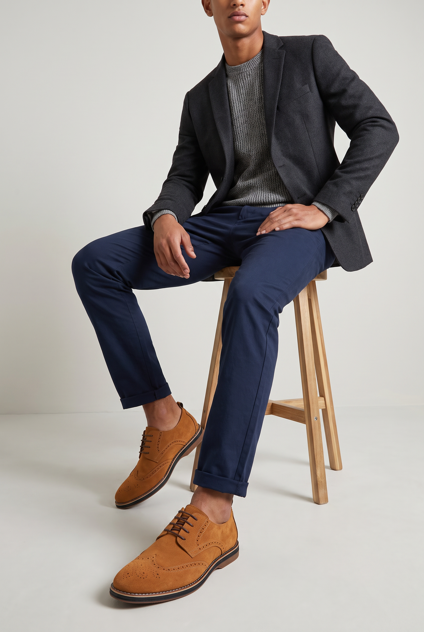 Men's Suede Look Brogue Derby Shoes
