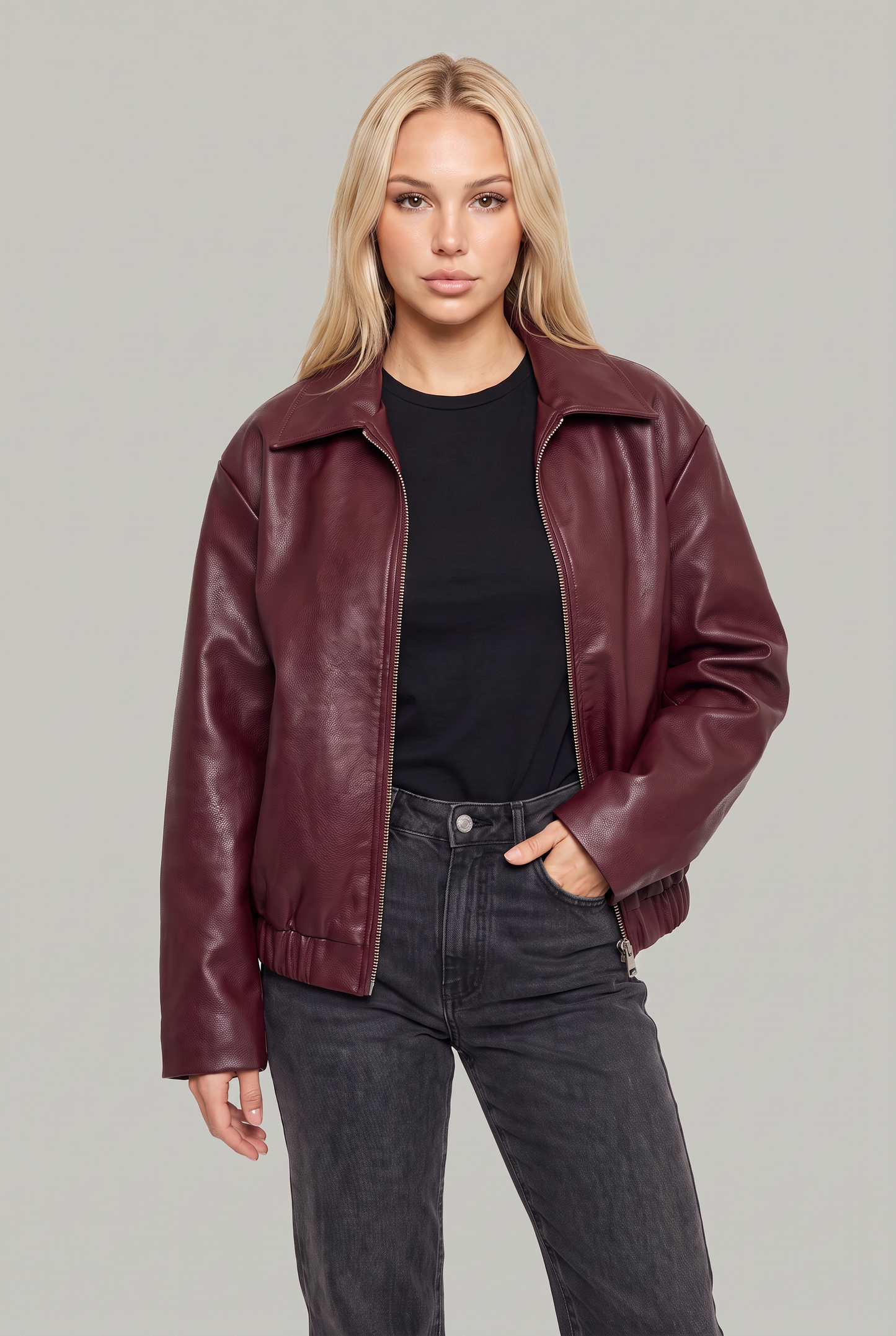 Women's Oversized Collared Bomber Jacket