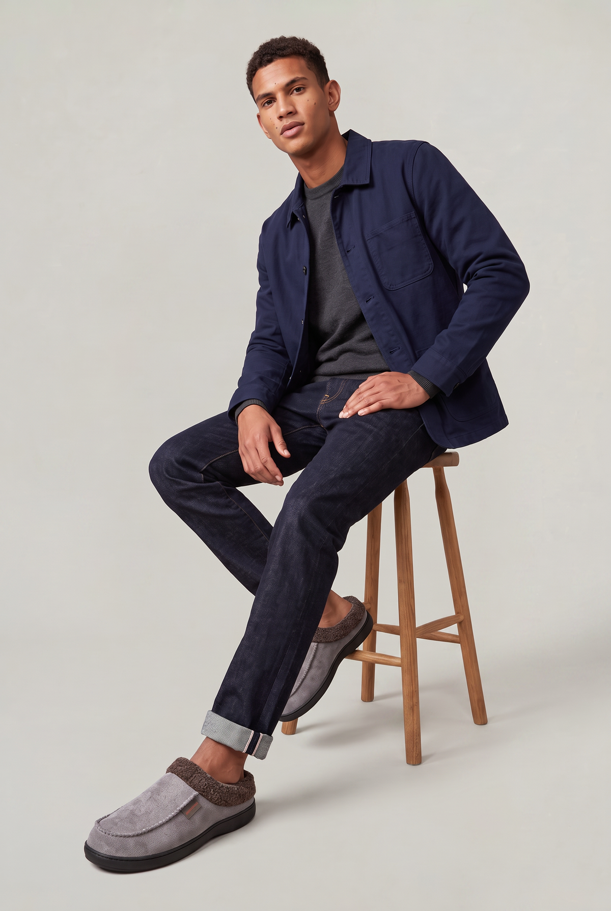 Men's Fleece-Lined Suede Slippers