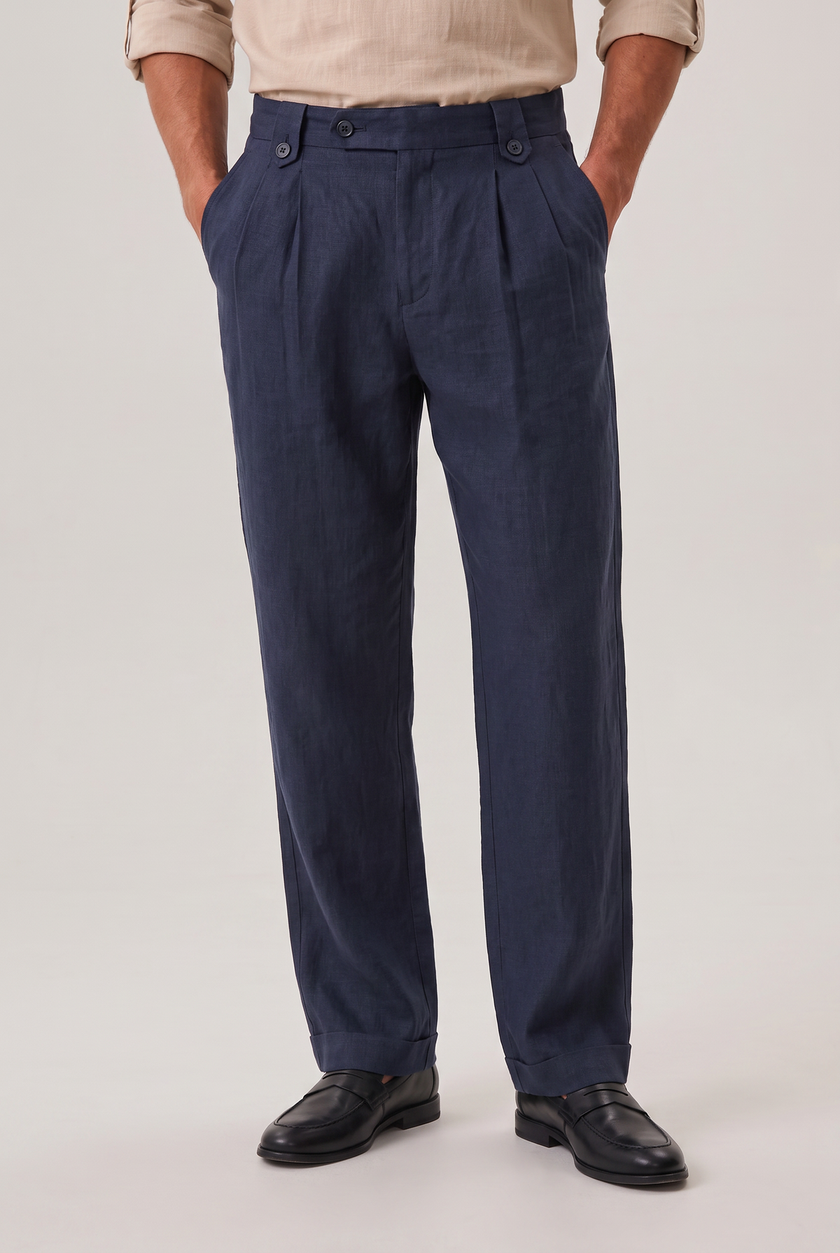 Men’s Relaxed Straight Wide-Leg Linen Trousers