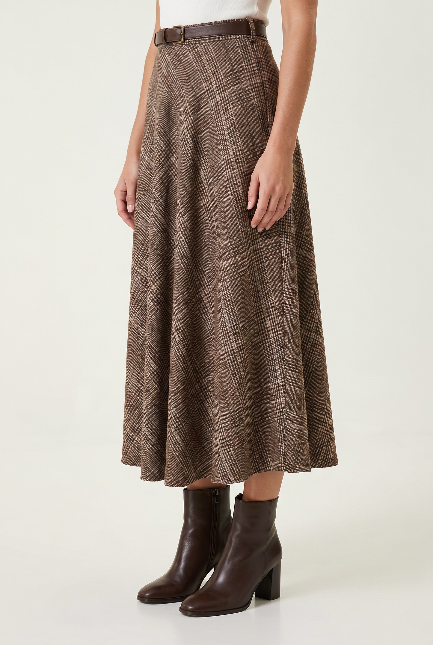 Women’s Tweed Checked A-Line Midi Skirt
