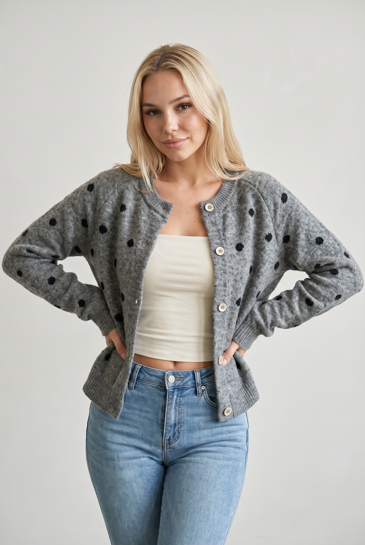 Women’s Polka Dot Button-Up Cardigan