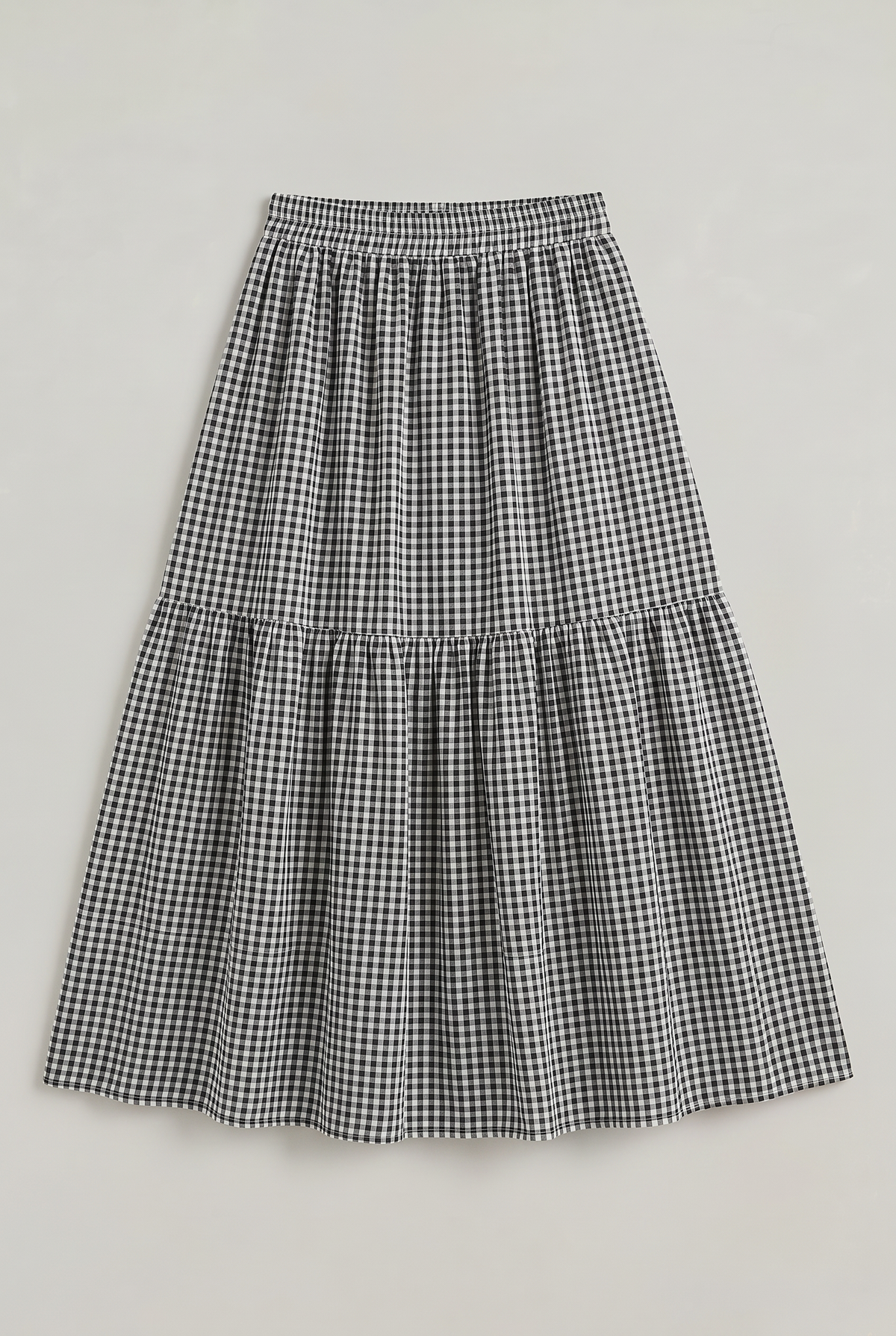 Women’s Checked Tiered A-Line Maxi Skirt