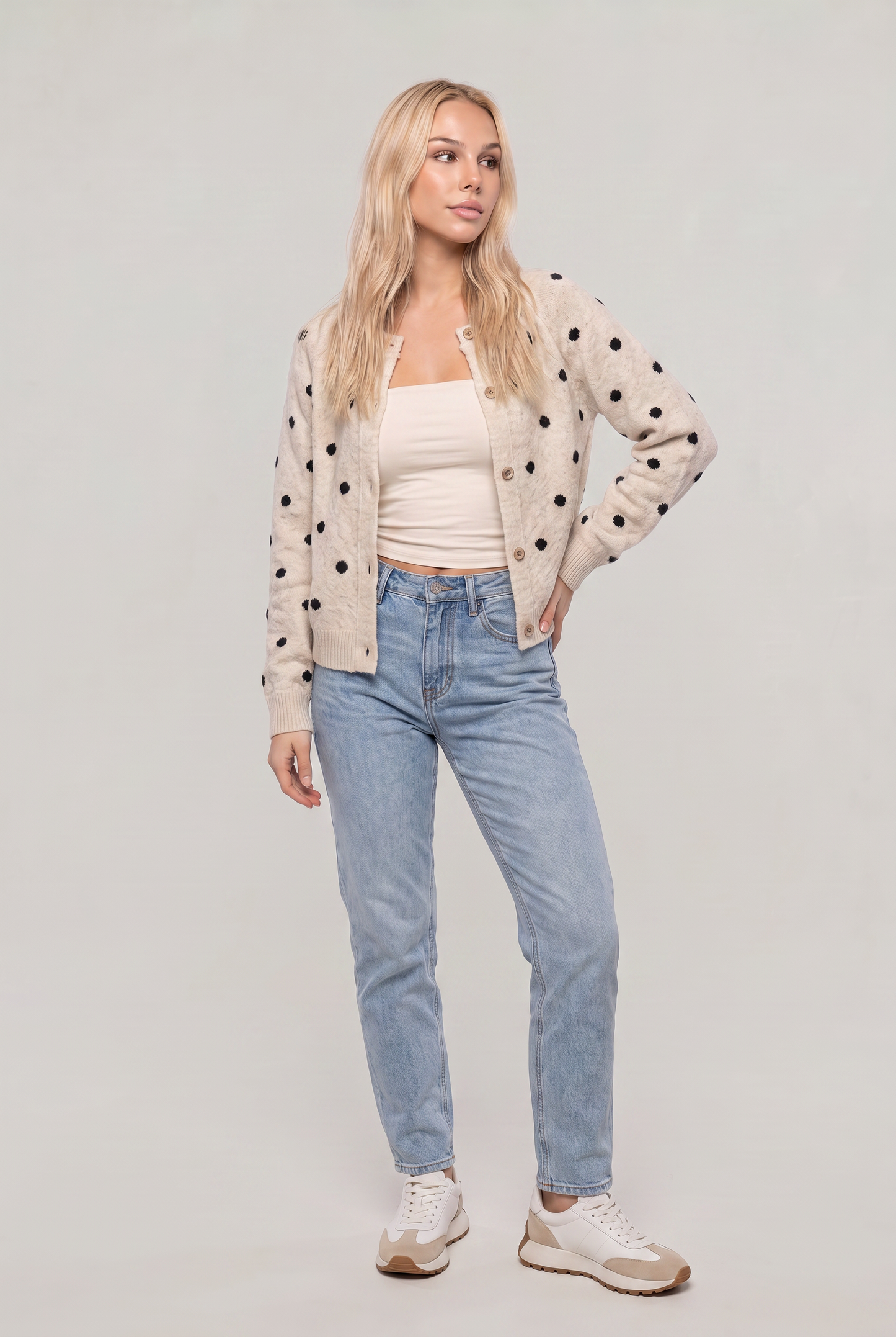 Women’s Polka Dot Button-Up Cardigan