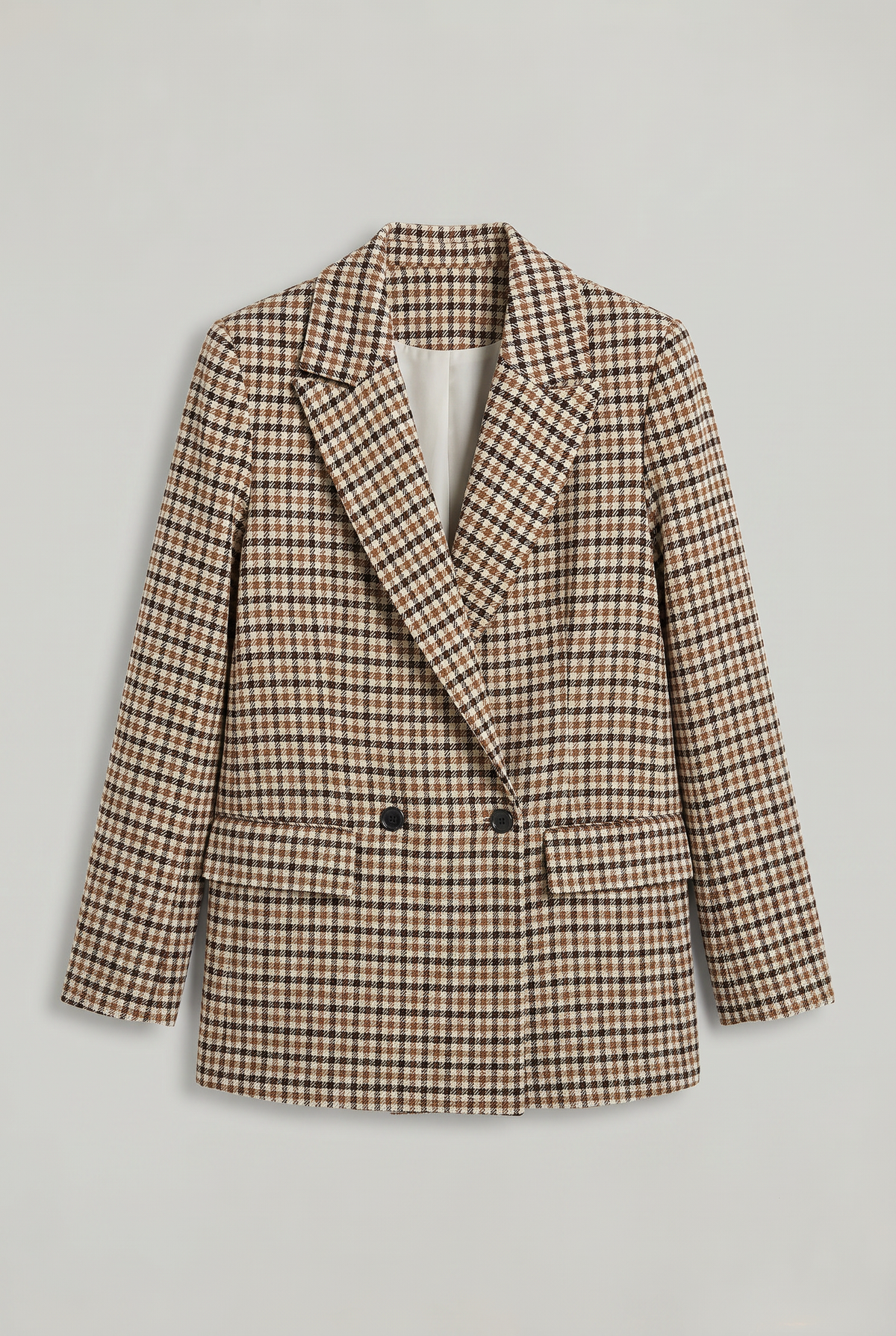 Women's Houndstooth Blazer - Oversized Check Double Breasted