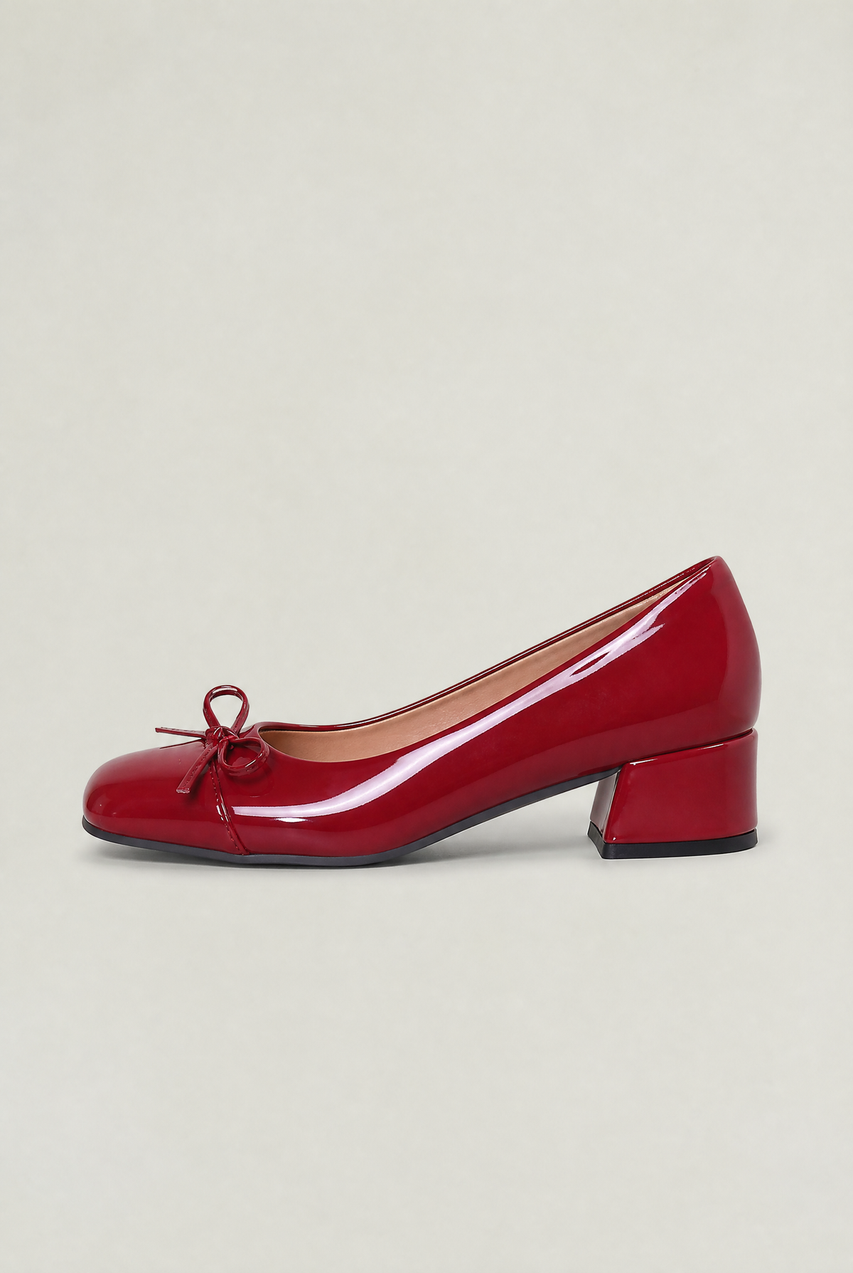 Women’s Patent Bow Block Heel Ballet Pumps
