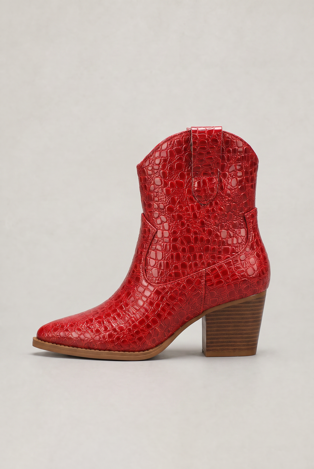 Women’s Faux Croc Pointed Toe Ankle Boots