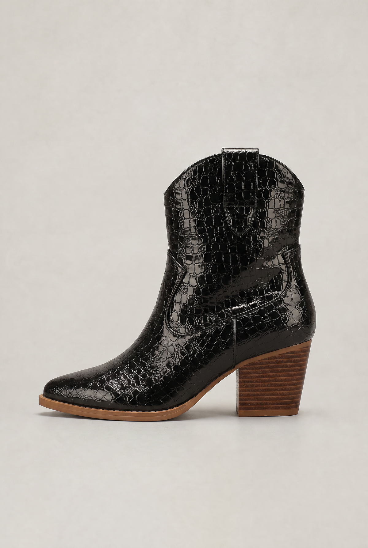 Women’s Faux Croc Pointed Toe Ankle Boots