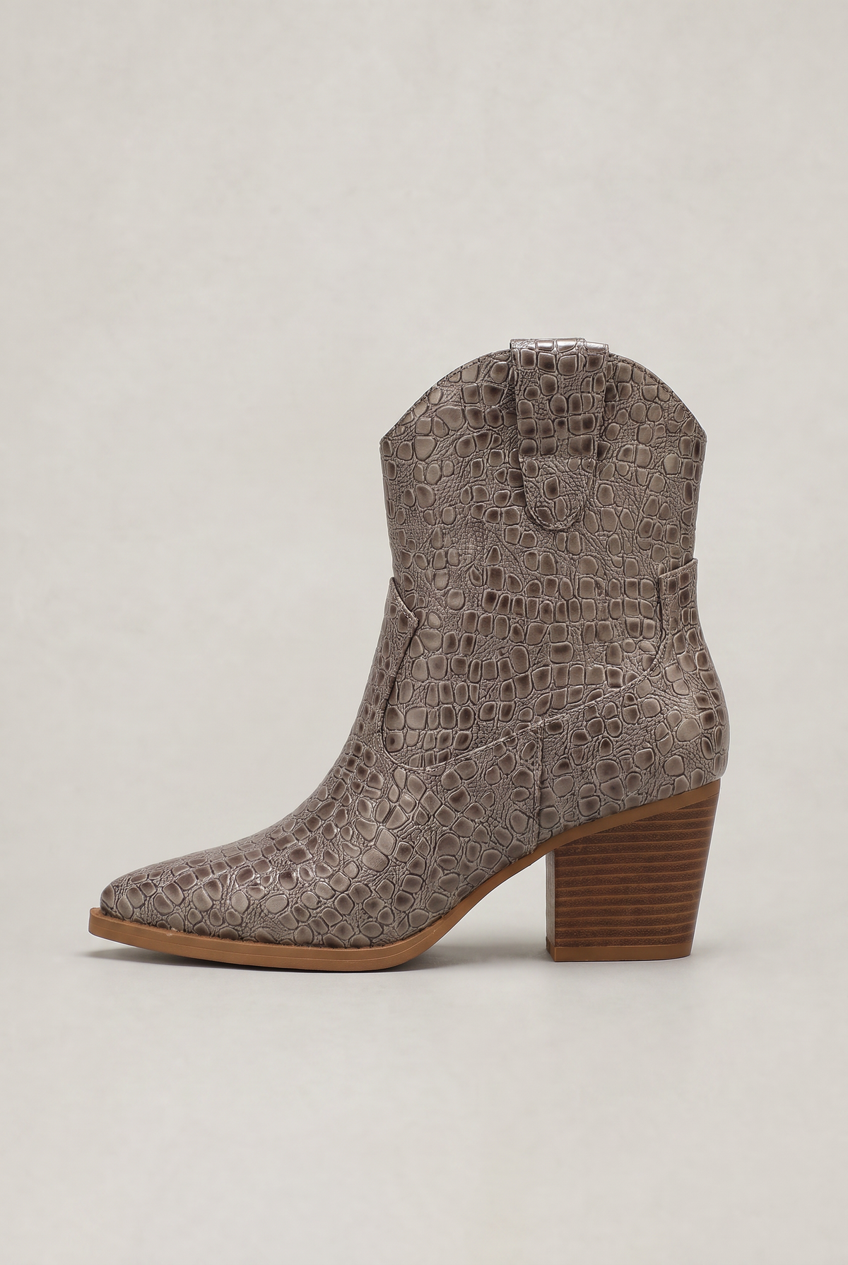 Women’s Faux Croc Pointed Toe Ankle Boots