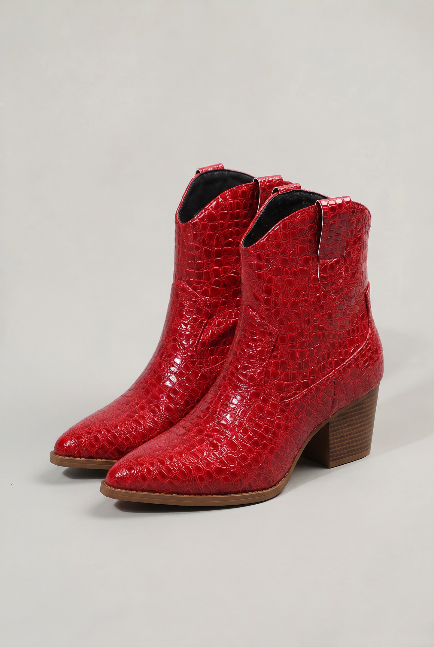 Women’s Faux Croc Pointed Toe Ankle Boots