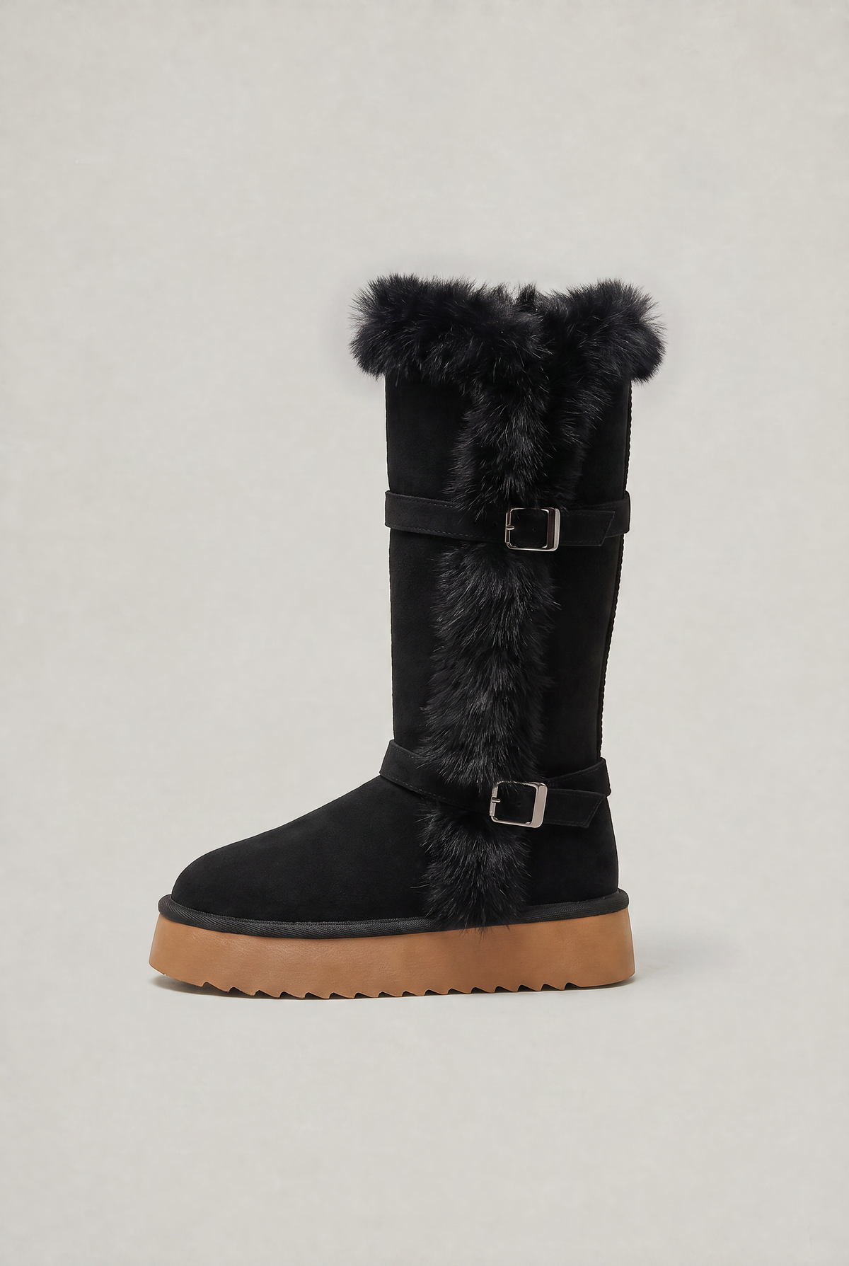 Women’s Suede Buckle Knee High Boots