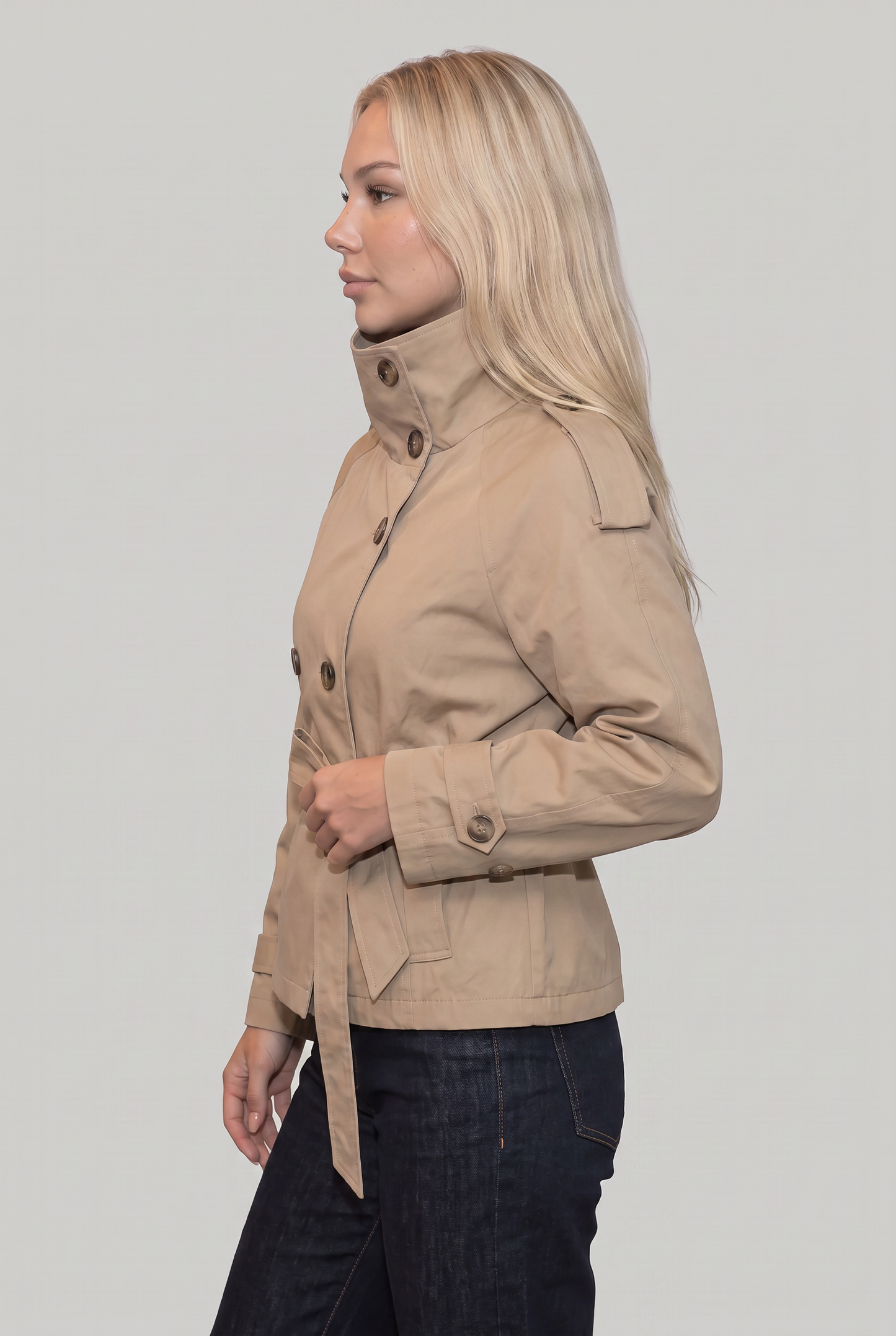 Women’s Funnel Neck Cropped Trench Coat