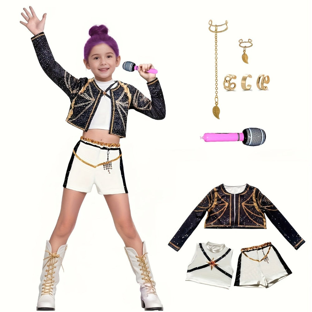 Kpop Hunter Children Halloween Costume Singer Outfit