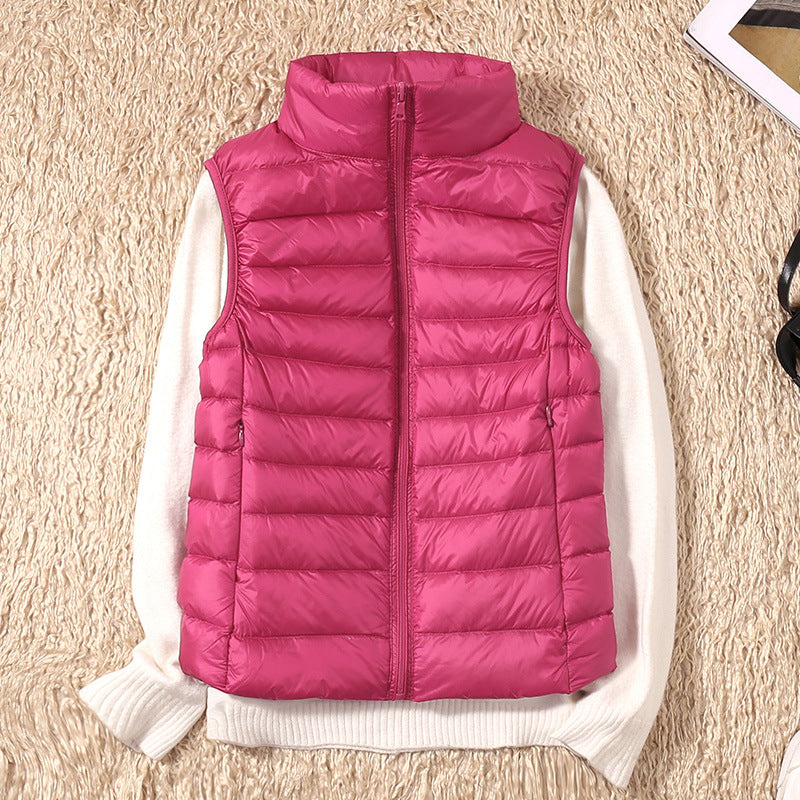 Lightweight Quilted Gilet with Stand Collar and Zip Front