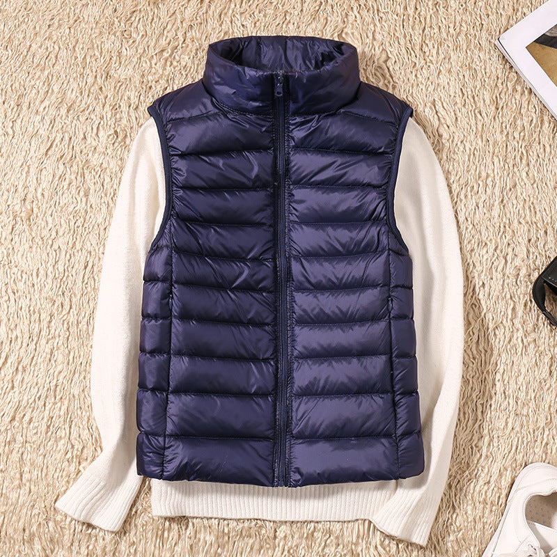 Lightweight Quilted Gilet with Stand Collar and Zip Front
