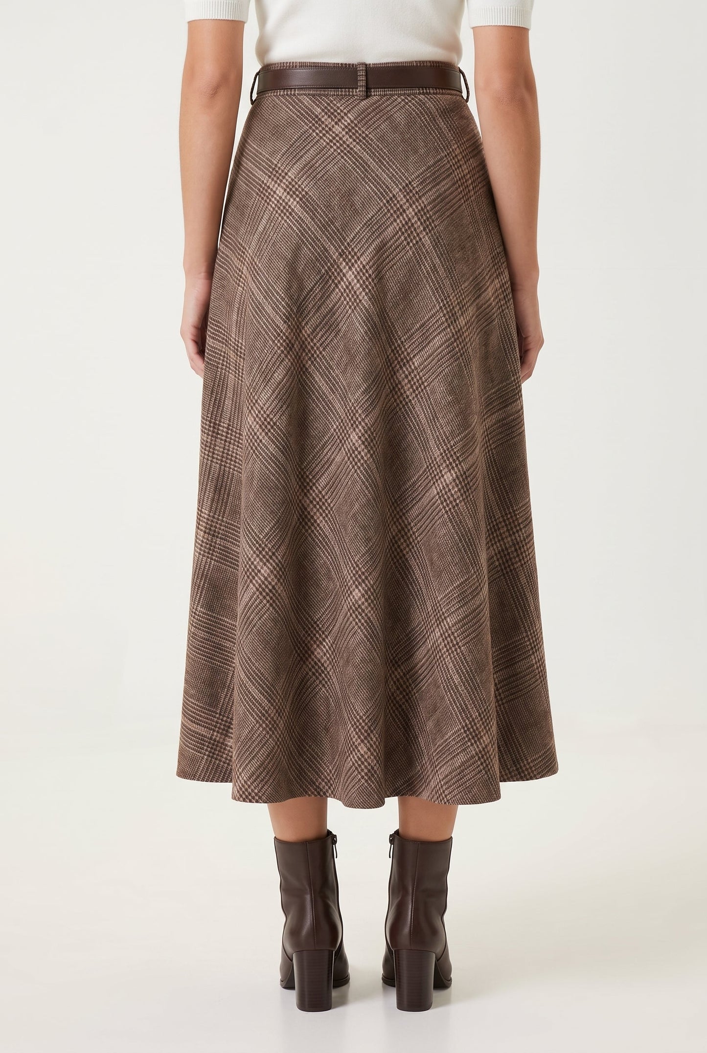 Women’s Tweed Checked A-Line Midi Skirt