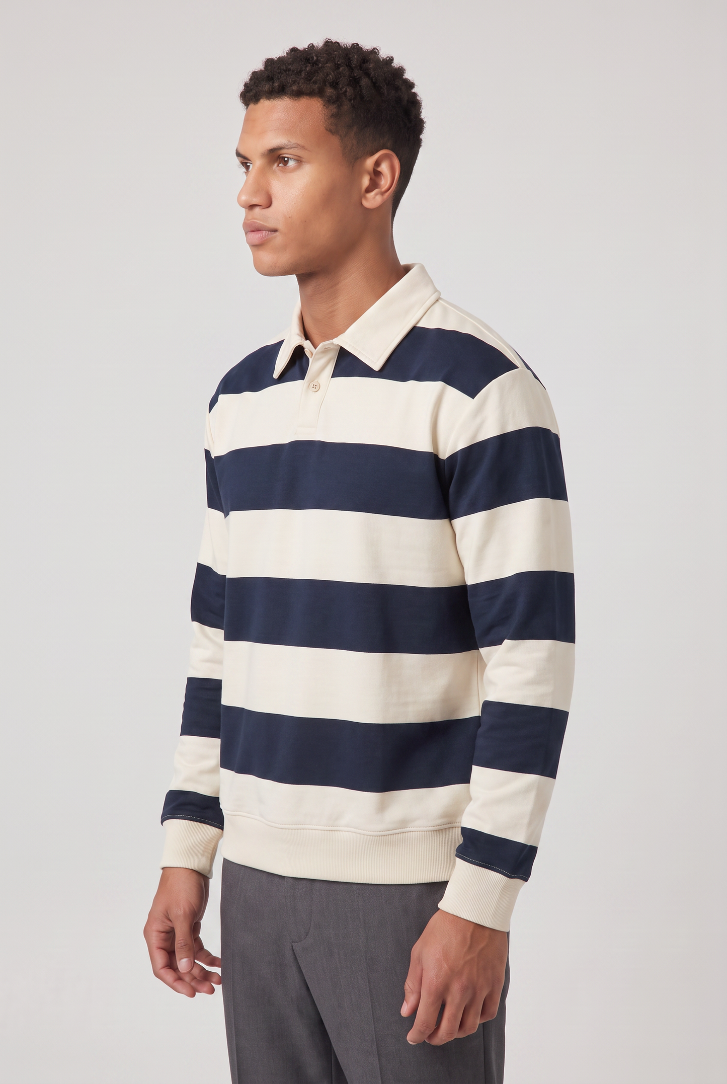 Men’s Rugby Polo - Striped Long Sleeve Shirt