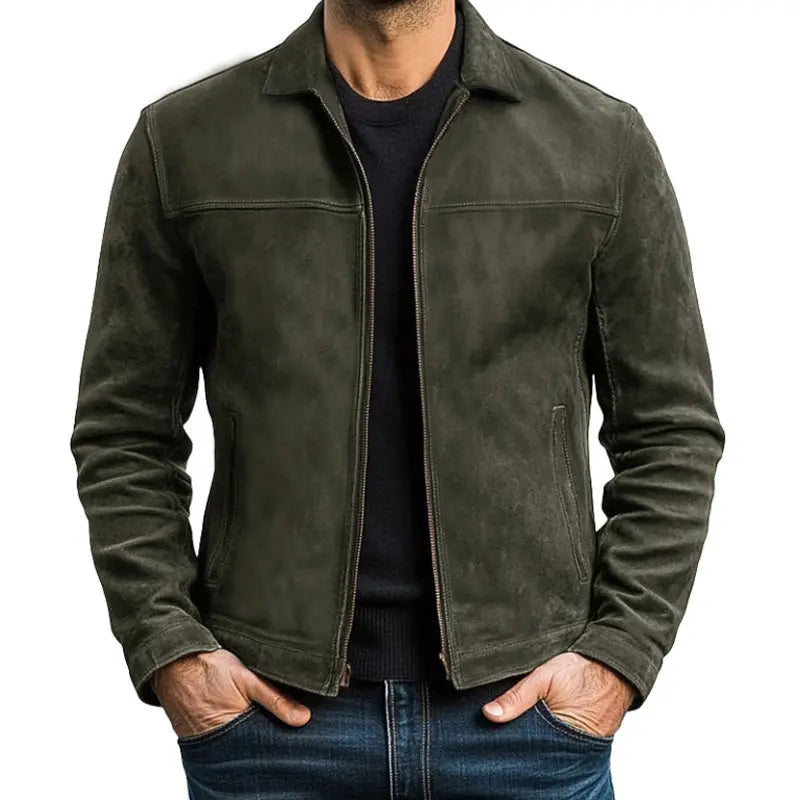 Men's Vintage Leather-Look Biker Jacket