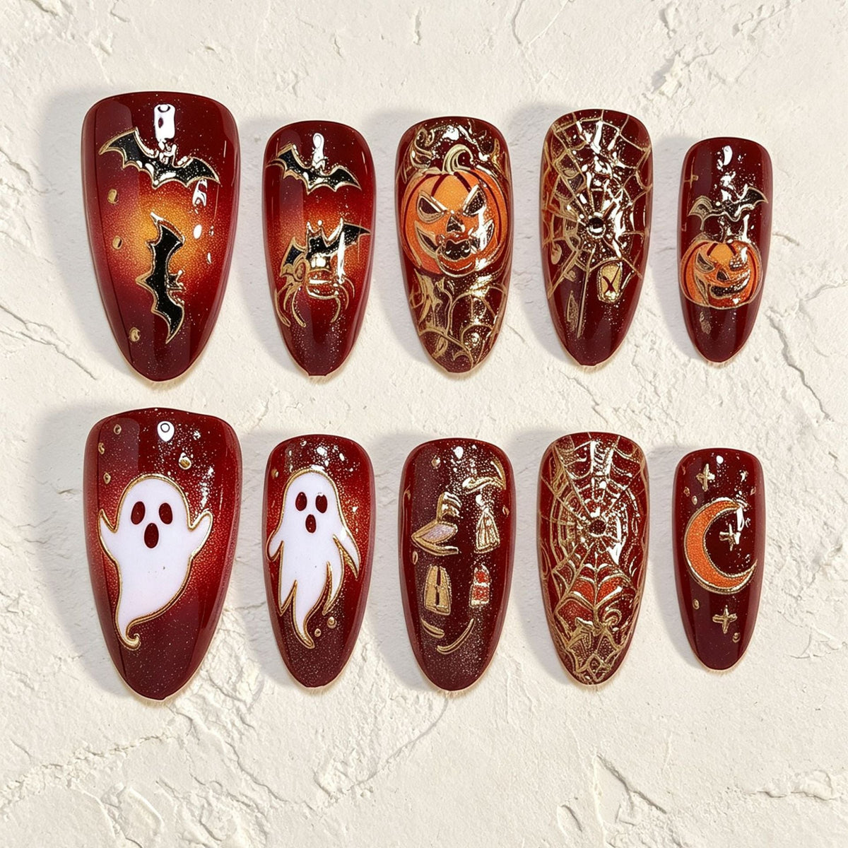Halloween-Themed Decorative Press-On Nails Stornfield