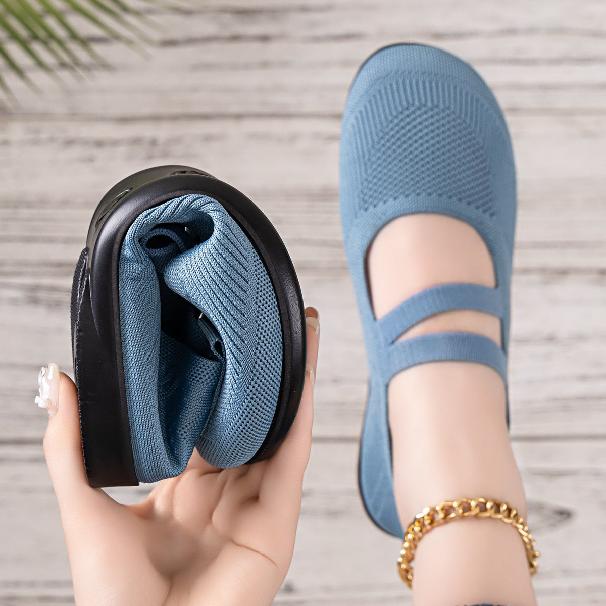 Women's Mary Jane Slippers with Breathable Knit Upper