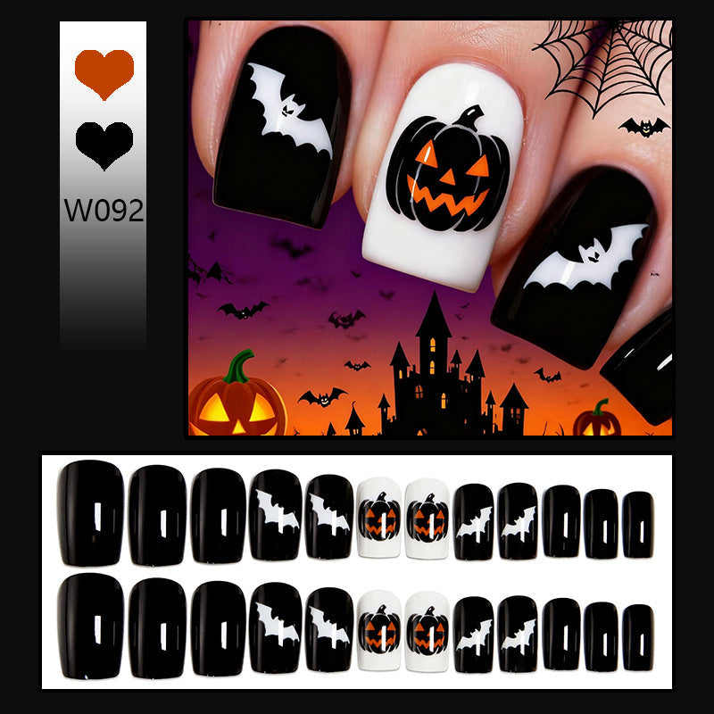 Halloween Artificial Nails with Spider and Pumpkin Design Stornfield