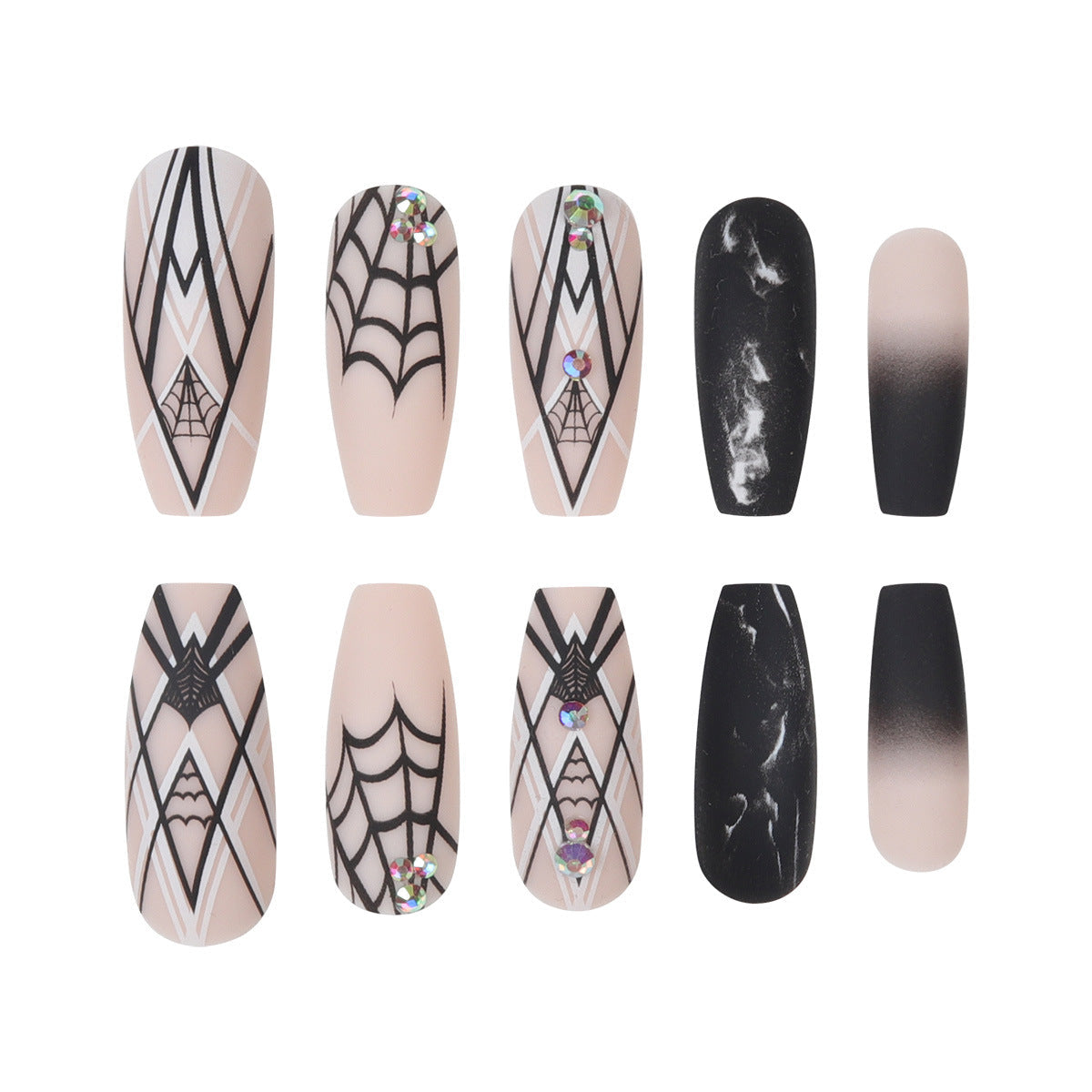 Artistic Halloween-Inspired Stiletto Nail Art Set Stornfield