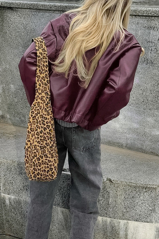 Women's Cropped Matte Biker Jacket with Front Zip