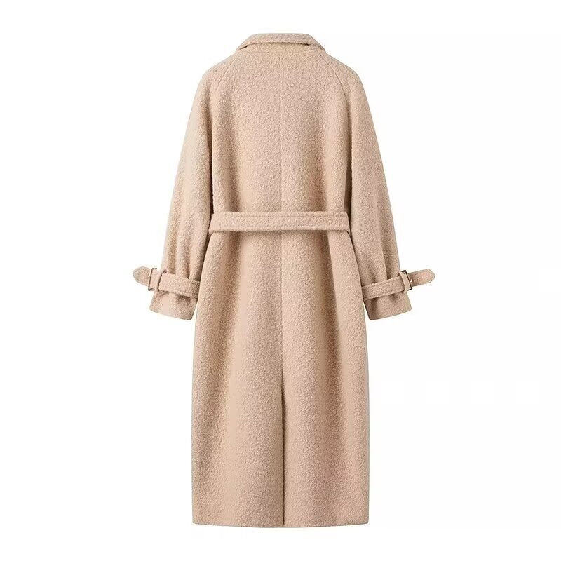 Women's Belted Teddy Coat with Notched Collar