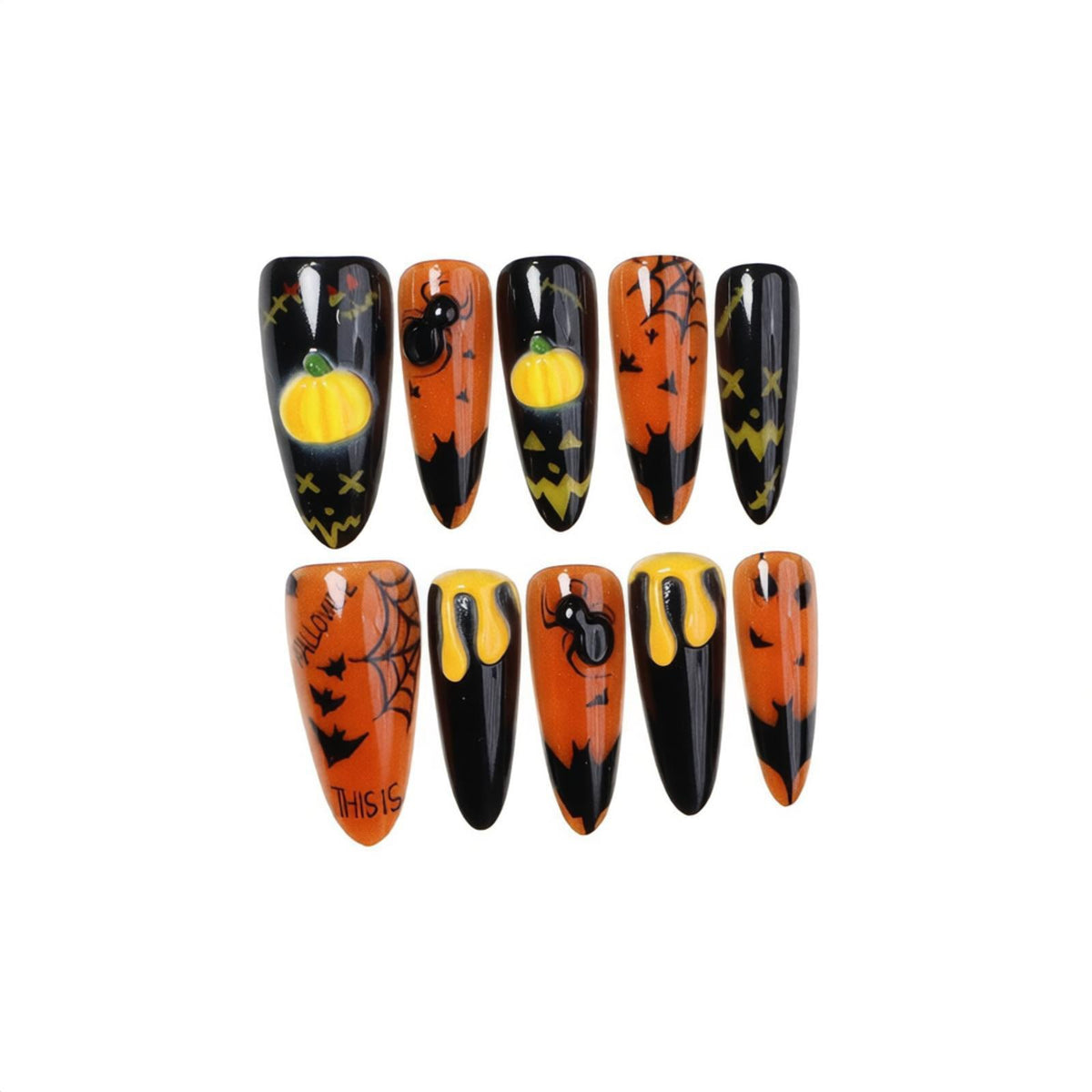 Halloween-Themed Artistic Press-On Nail Set Stornfield